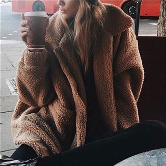 🍁HP!🍁 Teddy Camel Color Bomber Jacket🍁 - Picture 3 of 10